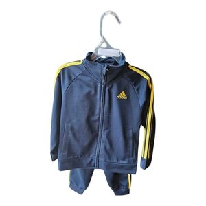 Adidas Navy Yellow 2 Piece Track Suit Toddler Size 24M Athletic Set